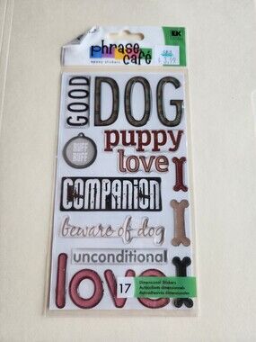 Sticko Phrase Cafe Epoxy Stickers - DOG PUPPY PET - New Retired Vintage #20